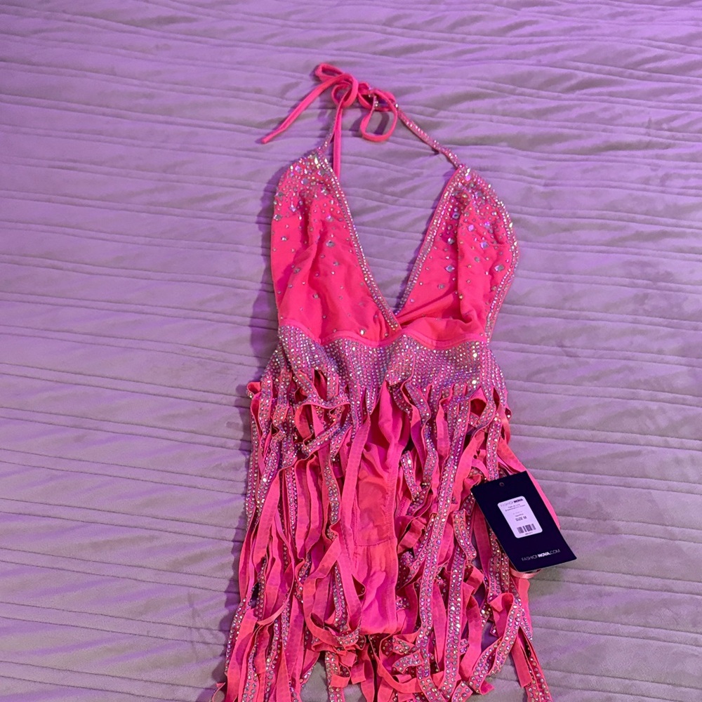 Fashion Nova Vibrant Pink Rhinestone Chemise